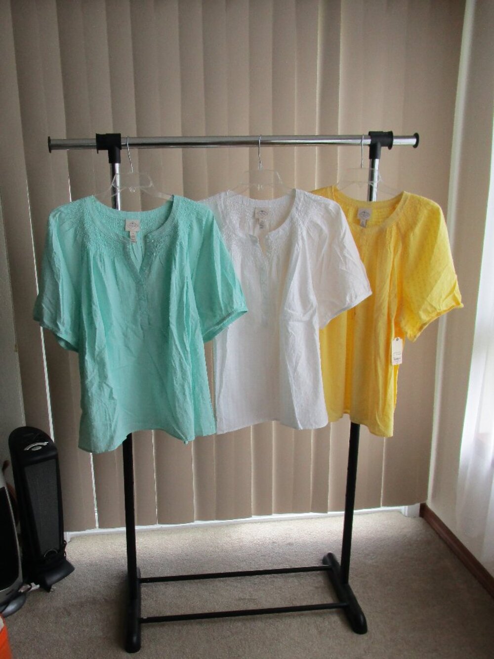 3 QTY. St Johns Bay blouses woman 3X - yellow, white and aqua